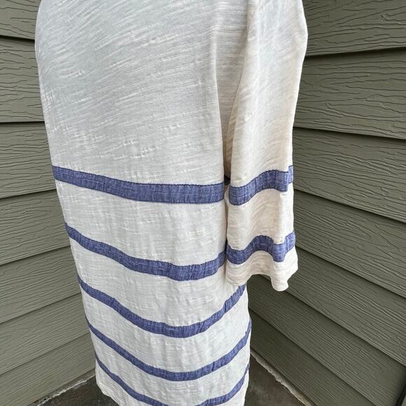 J. CREW, cream with chambray stripes, short sleeves, women's size M, T-shirt - Picture 4 of 8